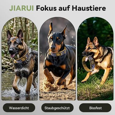 Тактичне собаче нашийник DE JIARUI з ручкою, водовідштовхувальний Airtag нашийник для собак, товстий регульований нашийник для собак з м'якою підкладкою, металева застібка для середніх та великих собак (Зелений, M(15'-19')) Зелений L(18'-23') (Хакі, L(18'