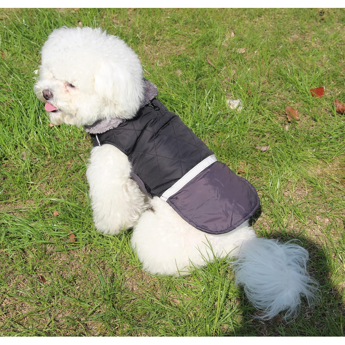 Водонепроникний теплий дощовик для собак, двійний, з флісовим коміром, для маленьких собак, синій, розмір S