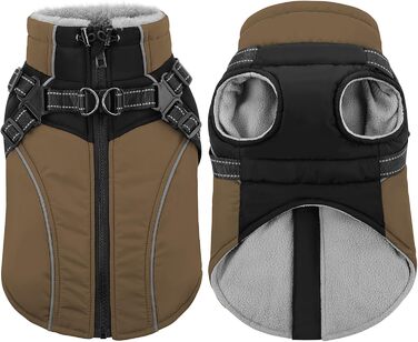 Зимовий теплий водонепроникний теплий одяг для собак Konvinit, розмір L, колір коричневий (обхват грудей 62 см)
