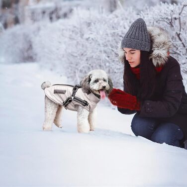 Водонепроникна куртка для собак з отвором для шлейки, тепла зимова куртка для собак, куртка для собак середнього розміру (L)