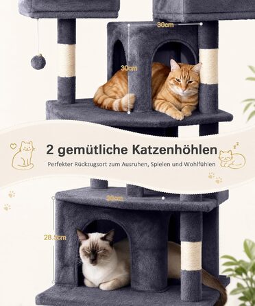 Ігровий комплекс для котів Kratzbaum, висота 181 см, кігтеточка-драбка для квартири (темно-сірий)