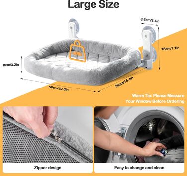 Крісло-гамак для кота на стіл Odoland - 360° обертання та регулювання висоти, м'яка лежанка з 2 знімними чохлами, для дому та офісу, цілорічне використання (сірий)
