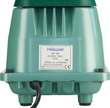 Компресор HiBlow HP-60, 60 л/хв, 18 мм, 51 Вт, для аерації ставків