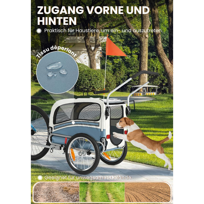 Причеп для собак SEPNINE® 2-в-1 для велосипеда та джоггінгу, блакитний (до 30 кг)