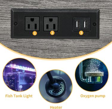 Акваріумна тумба DWVO з розетками і LED-підсвіткою, металевий стелаж для акваріума, тераріуму та черепашника, з шафою для зберігання, вантажопідйомність 299 кг, сірий