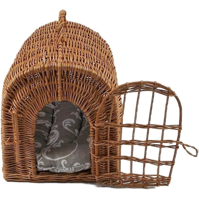 Транспортний кошик з плетива з подушкою 40x32x40 см, клітка для кота/собаки