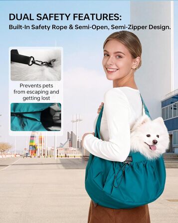 Сумка-переноска для собак та котів, широкі підплічники, регульована, ергономічна, для подорожей та прогулянок, до 5,4 кг (Pfauenblau)