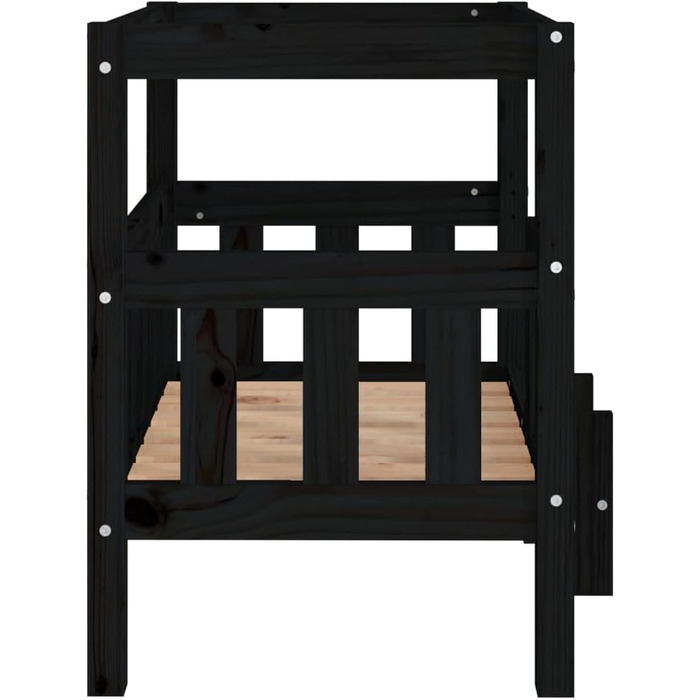 vidaXL Ліжко для собаки, чорне, 65,5x43x70 см, масив сосни, спальний місце для тварин
