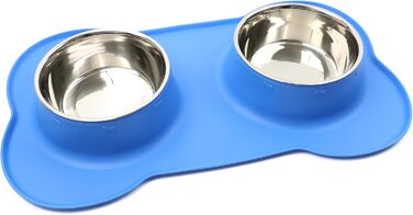 Набір мисок для тварин DIVCHI: миска для їжі та води, силіконовий піднос, для котів, цуценят, маленьких собак (блакитний, зелений)