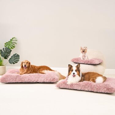 М'яке ліжко для собак EHEYCIGA, великі породи XXL, 120x90 см, рожеве, знімний чохол, неслизьке, з довгим плюшем