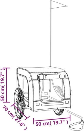 Фарм-причіп для собак Gecheer, вантажопідйомність 45 кг, жовто-чорний, з прапором та відбивачами
