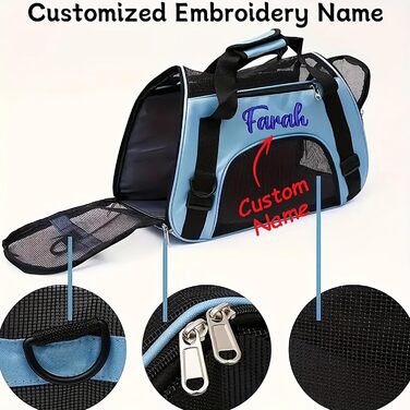 Персоналізована переноска для кота/собаки з вишивкою імені. Складана переноска для собак та котів. Сумка-переноска для маленьких собак та котів (рожевий)