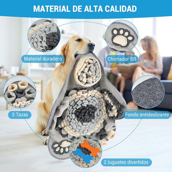 Шнуфлючий килимок для собак Clever Dog: інтелектуальна іграшка з антиковзаючою основою, іграшка-шнуфлючий килимок для маленьких та великих собак, сірий