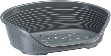 Лежанка для собак та котів Ferplast Siesta Deluxe, пластикова, середнього розміру, 74 x 48 x 25 см, сіра (62 x 45 x 22 см), миється, дихаюча, з антиковзким покриттям