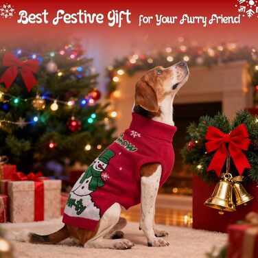 Світшот для собак IECOii з коміром-мотоциклом, флісовий пуловер, святковий пуловер на Різдво, в'язаний пуловер для собак на Хелловін, м'який пуловер для собак, зелений, червоний (XL)