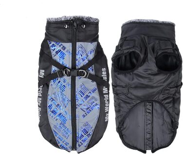 Зимовий теплий куртка для собак FeimaX, водонепроникний, з плюшем, для малих, середніх та великих собак XL (обхват грудей: 57 см, довжина спини: 42 см), темно-синій