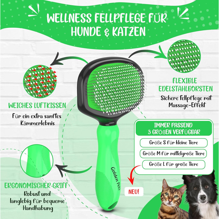 М'яка щітка для котів та собак, TESTURTEIL – переможець у порівняннях, захисні нопочки для чутливої шкіри, розмір M