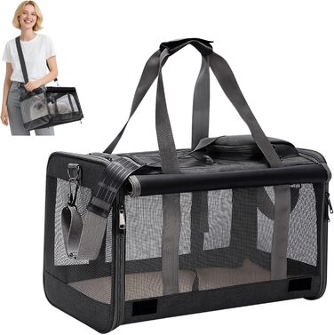 Транспортна сумка для котів та маленьких собак ALLSOPETS (до 9 кг), чорна