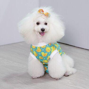 Комбінезон для собак CuteBone Skulls після операції, для котів та собак, запобігає лизанню ран, XS, жовтий качур