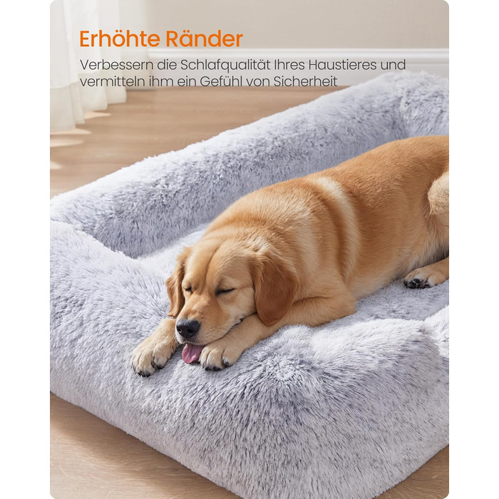 Ліжко для собак Feandrea, м'який лежак, корзина для собак, диван для собак, XL (106 x 75 x 20 см), сірий Ombré, PGW271G01