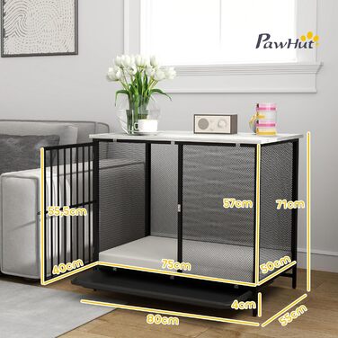 Клітка для собак PawHut для дому, замикана, з подушкою, сірий, 88x55x71 см, для середніх порід до 20 кг