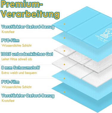 Кühlmatte для собак Pawtasy: охолоджуючий килимок для собак великих та середніх порід, 100 x 60 см, блакитний