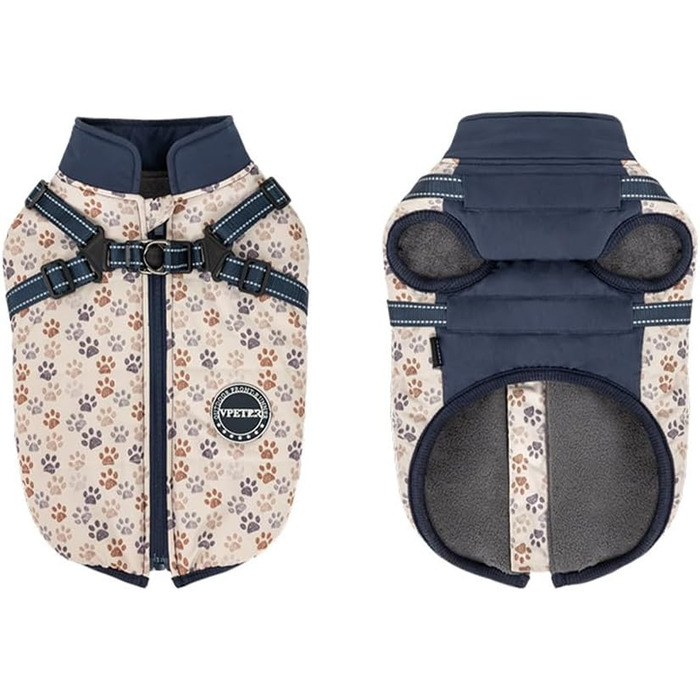 Тепла водонепроникна жилетка для собак з шлейкою, зимова, плюшева, м'яка (L, блакитна)