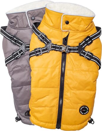 Зимова куртка для собак CHIARA Nick з шлейкою CHJ-2331DB-3 XL, розмір 3XL, поліестер, водовідштовхувана, вітронепроникна, індивідуально регульована, темно-жовта