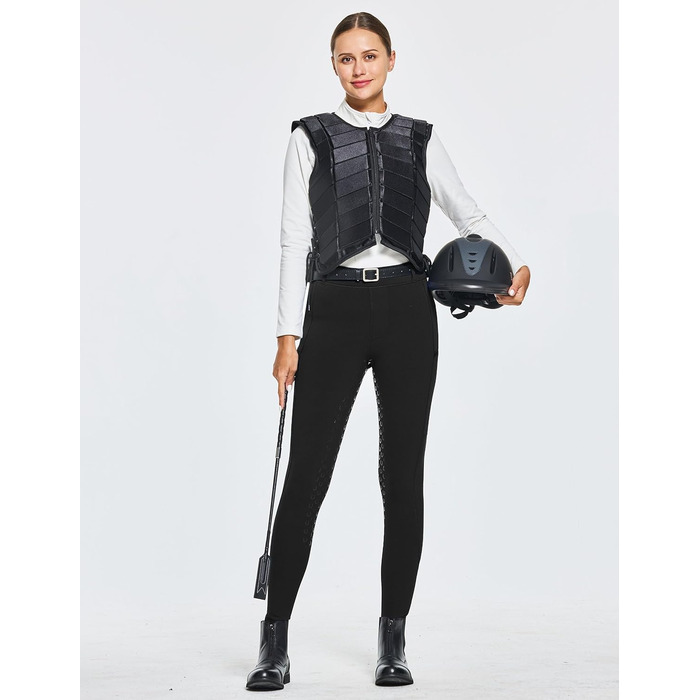 Легінси для верхової їзди жіночі зимові FitsT4 з флісу, силіконовий повний сидіння, з блискавкою та петлями для ременя, чорні, розмір M