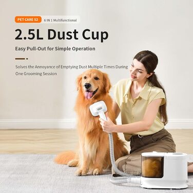 Набір для догляду за домашніми тваринами Fudajo, білий, 6 в 1: машинка для стрижки шерсті з пилососом, набір для блискучого хутра