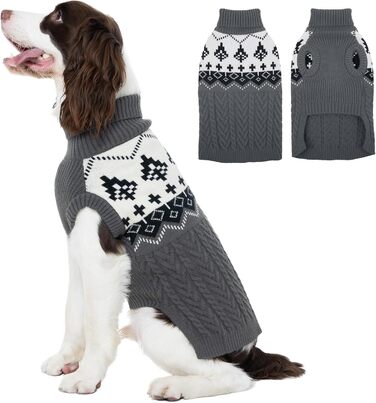 Теплий зимовий светр для собак Kuoser, сірий, розмір XL. Зимовий одяг для великих собак, м'який та комфортний.