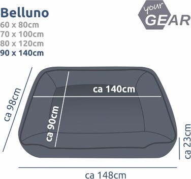 Зручне собаче ліжко your GEAR Belluno 80x120 см – ортопедичне, екологічне, з можливістю прання, стійке до подряпин, підходить для собак великих порід та котів