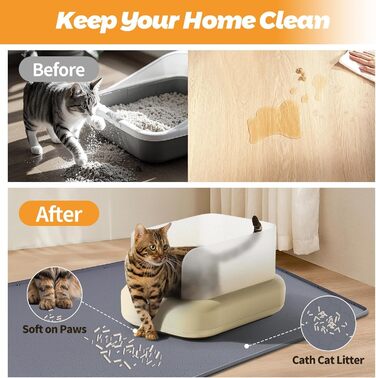 Килимок для котячого туалету Kalolary великий, силіконовий, сірий (86x56 см)