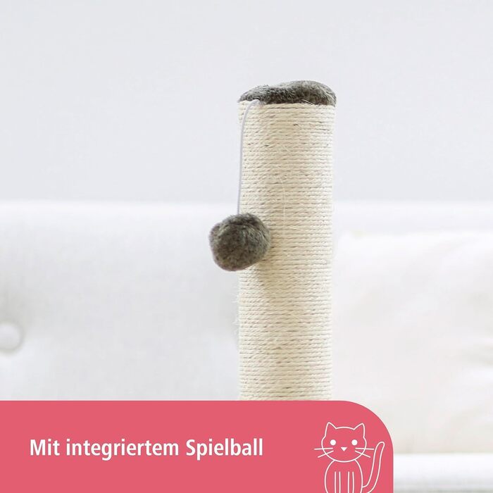 Дряпка для котів Kerbl Opal Maxi з сизалю, 38x38x78 см, з м'ячиком, для дбайливої догляду за кігтями