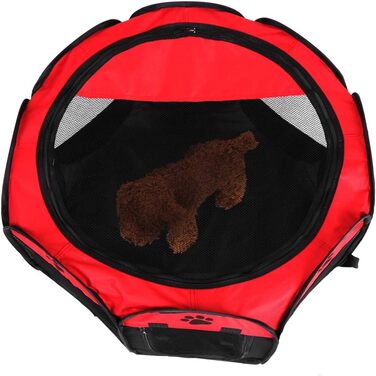 Переносне вольєр для тварин, 8-панельне, для собак, котів, кроликів та інших дрібних тварин, 68x45 см (Червоний)