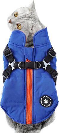 Теплий жилет для собак з шлейкою, водонепроникна куртка з шлейкою та D-подібними кільцями, теплий жилет для собак, одяг для собак, середні та великі породи, зелений (синій, XL)