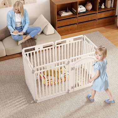 Лягувачка для цуценят COSTWAY з 6 панелей, біла, 80 см, для дому та вулиці