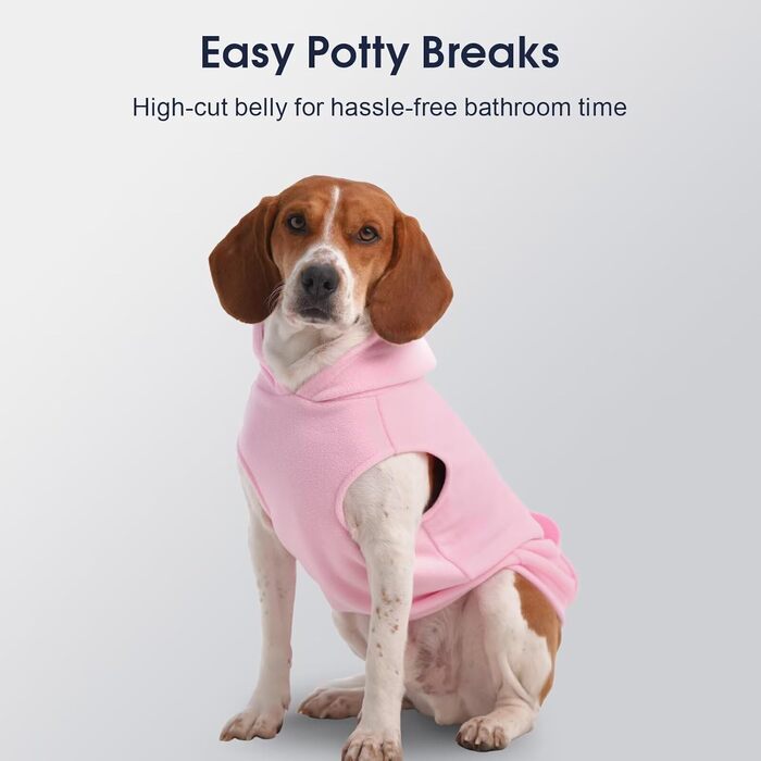 Теплий флісовий світшот-худі IECOii для великих собак, рожевий, 4XL. Комфортний пуловер з капюшоном для холодних днів, підходить для доберманів та інших великих порід.