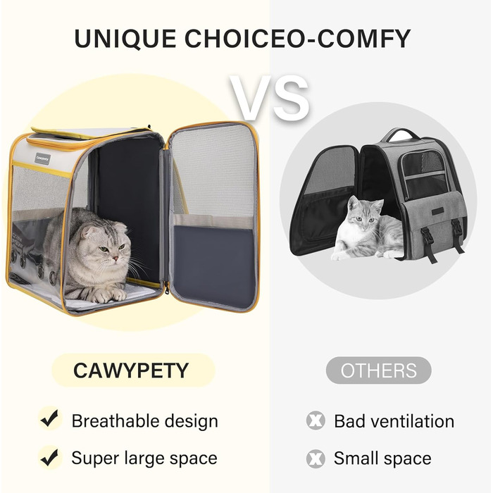 Складана переноска для котів та собак Cawypety, дихаюча, до 7,3 кг, для подорожей і авто