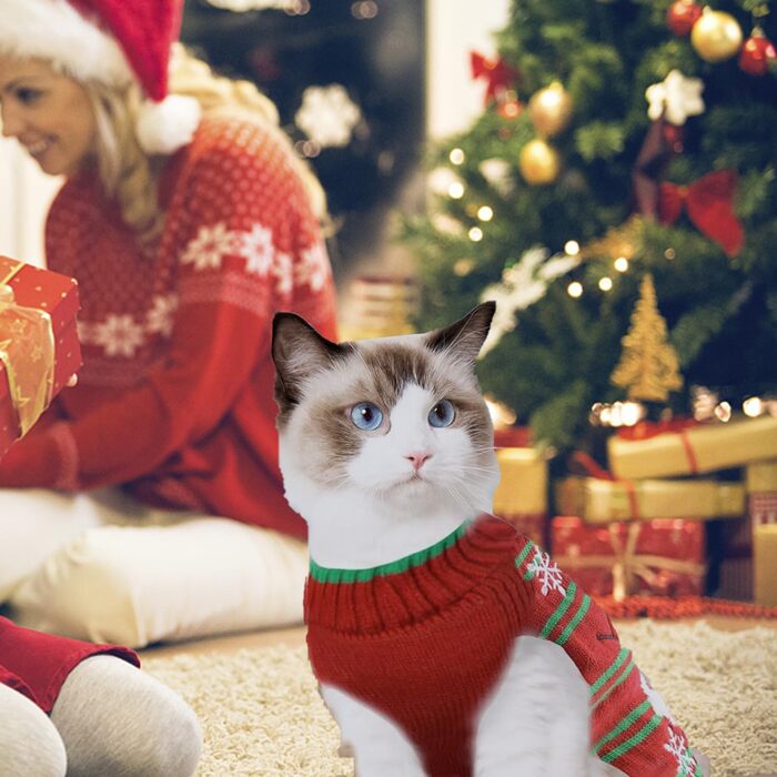 Пуловер для собак на Різдво: теплий, стильний, з м'якої пряжі. Ідеальний костюм для святкування, подарунок для цуценя. (Сніговик, M)