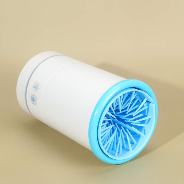 Машина для миття лап тварин FRCOLOR з силікону, USB-зарядка, ротаційна щітка, блакитний/білий колір, 16.4*10.4*2.3 см