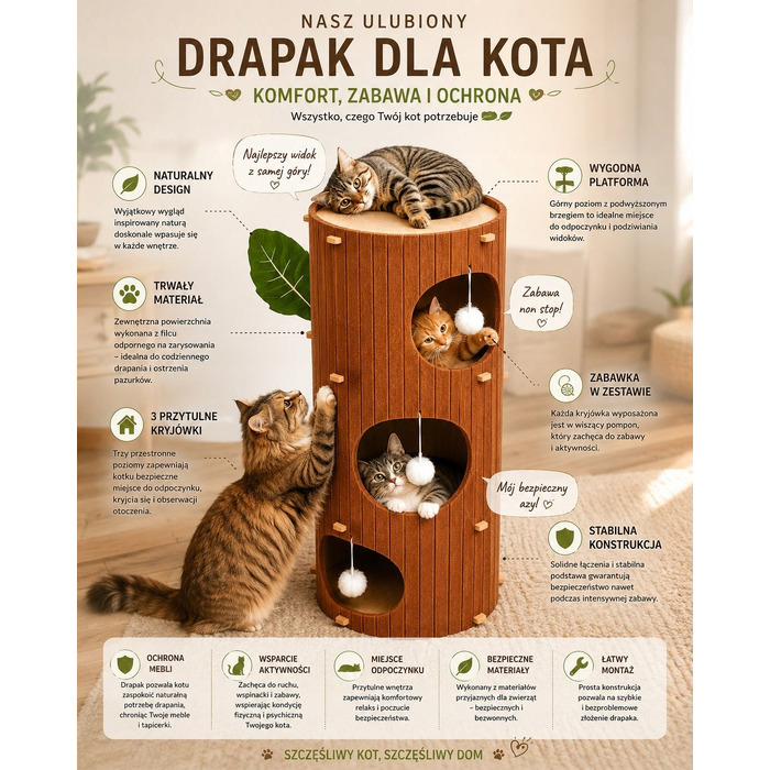Будник для котів KUNERT, коричневий, круглий (90 см x 37 см x 90 см)