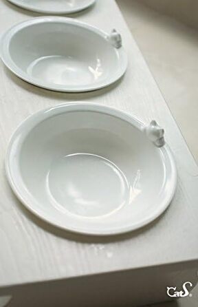 Набір мисок для котів CatS Design: кераміка та дерево, 3 шт. - годівниця для котів, миска для корму, безпечна для миття в посудомийній машині