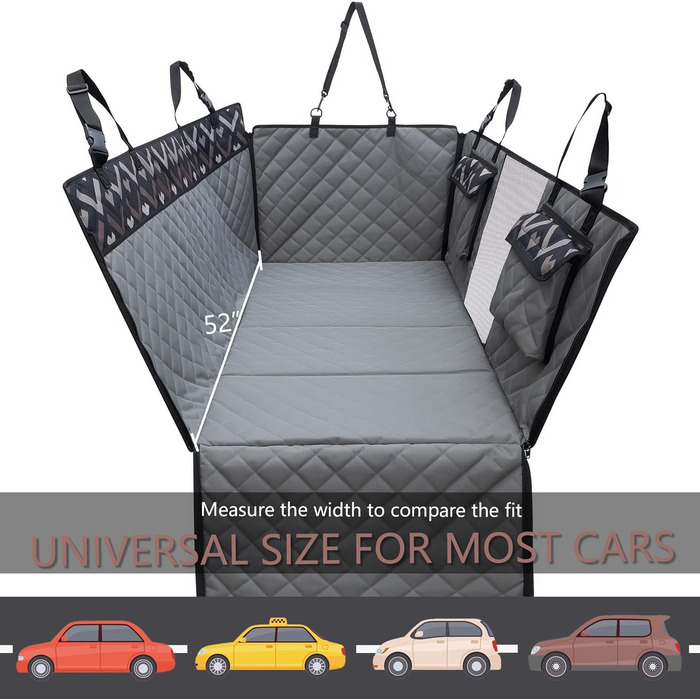 Захист сидіння авто для собак з твердим дном (Hängemattenbrücke) - сірий, для стандартних авто та SUV