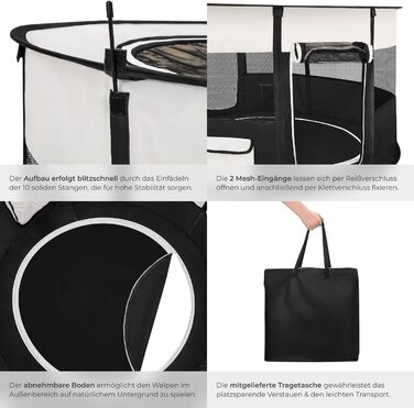 Тектейк® Вольєр для цуценят, аксесуари для собак, вольєр для собак складний, клітка для дрібних тварин (кролики, коти), вольєр для кроликів та морських свинок - Чорний | № 402438