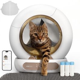 Самоочисний електричний лоток для котів LELO PAWS XXL (74л) з керуванням через додаток, дезодоризацією та шторкою, золотистий