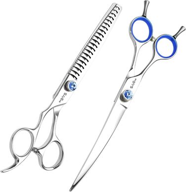 Професійна ножиця для грумінгу собак та котів з нержавіючої сталі VG10, 18 зубців, кут нахилу 30°, безпечна тупа кінчик