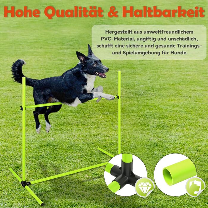 Набір для аджиліті для собак Froadp Agility Set: 4 бар'єри, стійки для слалому, регульована висота, тренувальний комплект 104x70x101 см, зелений