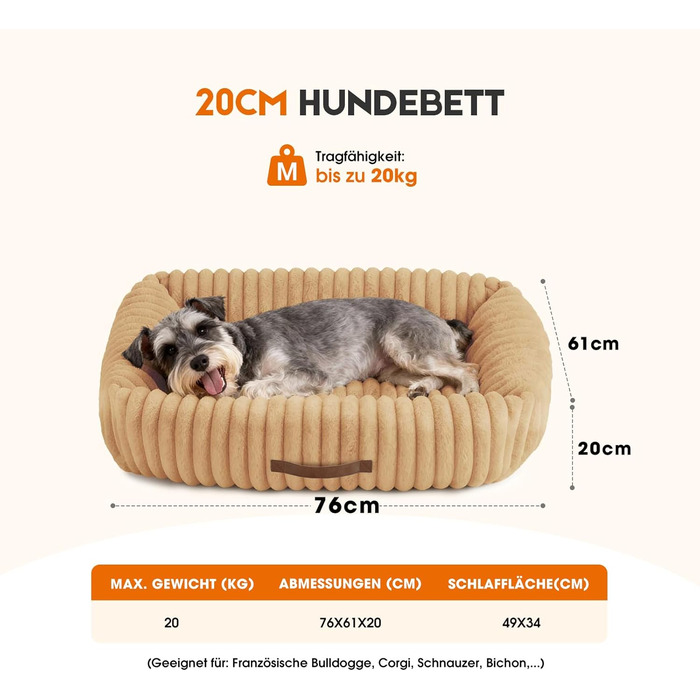 М'який ортопедичний лежак для собак середнього розміру, лежанка-софа з підголовником, знімна та миюча підстилка, з ручками, для домашніх тварин (Warmsand, 76*61*20 см) M-P Warmsand