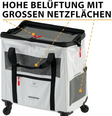Транспортна переноска для собак та котів Ferplast Voyager Trolley, біла, з висувним ручками та колесами, до 15 кг, 46 x 26 x 48 см